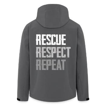 Rettung, Respekt, Wiederholen Statement - Recycelte Männer Softshell-Jacke von Stanley/Stella - Anthrazit - Hinten - AI Model Male 185 light (185cm)
