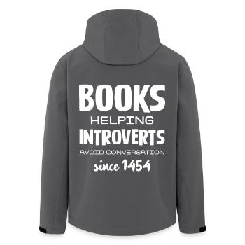 Bücher Helfen Introvertierten Seit 1454 - Recycelte Männer Softshell-Jacke von Stanley/Stella - Anthrazit - Hinten - AI Model Male 185 light (185cm)