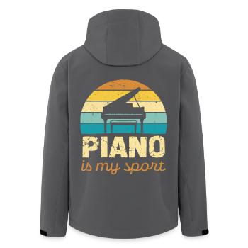 Piano Ist Mein Sport Retro Design - Recycelte Männer Softshell-Jacke von Stanley/Stella - Anthrazit - Hinten - AI Model Male 185 light (185cm)
