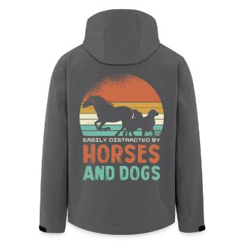 Leicht Abgelenkt Von Pferden Und Hunden - Recycelte Männer Softshell-Jacke von Stanley/Stella - Anthrazit - Hinten - AI Model Male 185 light (185cm)