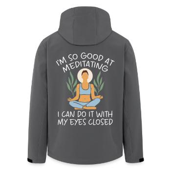 Meditation Meister: So Gut Mit Geschlossenen Augen - Recycelte Männer Softshell-Jacke von Stanley/Stella - Anthrazit - Hinten - AI Model Male 185 light (185cm)
