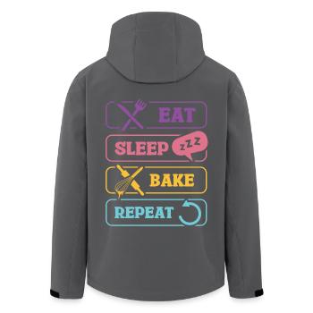 Eat Sleep Bake Repeat Lustiges Bäcker Motiv - Recycelte Männer Softshell-Jacke von Stanley/Stella - Anthrazit - Hinten - AI Model Male 185 light (185cm)