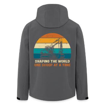 Gestalte Die Welt Mit Jedem Baggerhub - Recycelte Männer Softshell-Jacke von Stanley/Stella - Anthrazit - Hinten - AI Model Male 185 light (185cm)