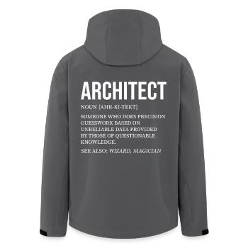 Architekt: Präzise Vermutungen, Unzuverlässige - Recycelte Männer Softshell-Jacke von Stanley/Stella - Anthrazit - Hinten - AI Model Male 185 light (185cm)
