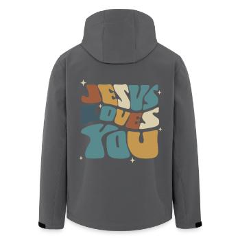 Jesus Liebt Dich Spirituelle Botschaft - Recycelte Männer Softshell-Jacke von Stanley/Stella - Anthrazit - Hinten - AI Model Male 185 light (185cm)