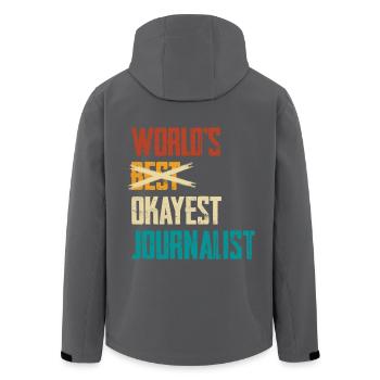 World's Okayest Journalist Humorvoller Spruch - Recycelte Männer Softshell-Jacke von Stanley/Stella - Anthrazit - Hinten - AI Model Male 185 light (185cm)