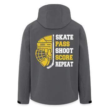 Eishockey, Eishockeyspieler, Eis-Hockey - Recycelte Männer Softshell-Jacke von Stanley/Stella - Anthrazit - Hinten - AI Model Male 185 light (185cm)