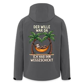 Faultier Spruch Langschläfer Statement Müde Büro - Recycelte Männer Softshell-Jacke von Stanley/Stella - Anthrazit - Hinten - AI Model Male 185 light (185cm)