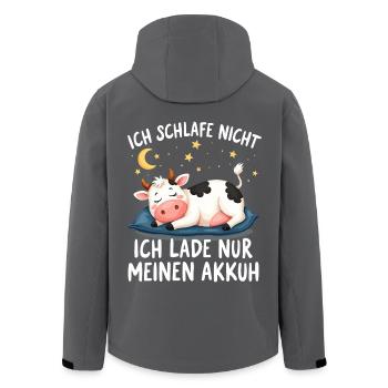 Kuh Lustig Schlafen Müde Nickerchen Napping, Kuh - Recycelte Männer Softshell-Jacke von Stanley/Stella - Anthrazit - Hinten - AI Model Male 185 light (185cm)