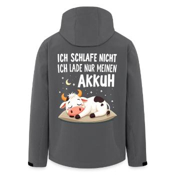 Kuh Lustig Schlafen Müde Nickerchen Napping, Kuh - Recycelte Männer Softshell-Jacke von Stanley/Stella - Anthrazit - Hinten - AI Model Male 185 light (185cm)