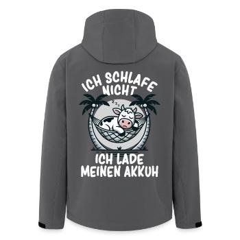 Kuh Lustig Schlafen Müde Nickerchen Napping, Kuh - Recycelte Männer Softshell-Jacke von Stanley/Stella - Anthrazit - Hinten - AI Model Male 185 light (185cm)