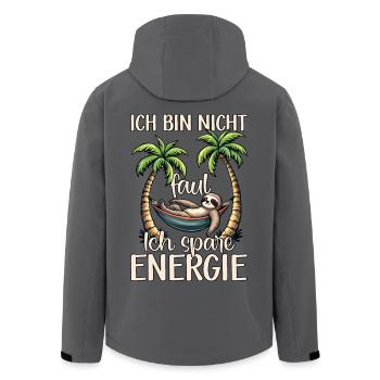 Faultier Langschläfer Müde, Ich bin nicht faul - Recycelte Männer Softshell-Jacke von Stanley/Stella - Anthrazit - Hinten - AI Model Male 185 light (185cm)