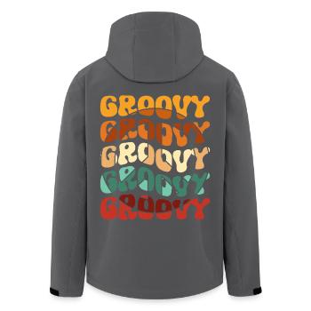 Groovy Hippie 70er Jahre 1970er 60er Jahre Party - Recycelte Männer Softshell-Jacke von Stanley/Stella - Anthrazit - Hinten - AI Model Male 185 light (185cm)