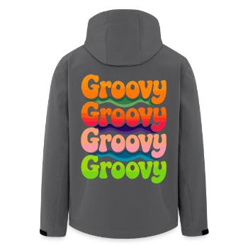 Groovy Hippie 70er Jahre 1970er 60er Jahre Party - Recycelte Männer Softshell-Jacke von Stanley/Stella - Anthrazit - Hinten - AI Model Male 185 light (185cm)