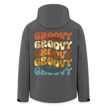 Groovy Hippie 70er Jahre 1970er 60er Jahre Party - Recycelte Männer Softshell-Jacke von Stanley/Stella - Anthrazit - Hinten - AI Model Male 185 light (185cm)