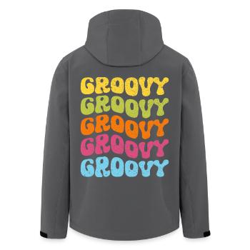 Groovy Hippie 70er Jahre 1970er 60er Jahre Party - Recycelte Männer Softshell-Jacke von Stanley/Stella - Anthrazit - Hinten - AI Model Male 185 light (185cm)