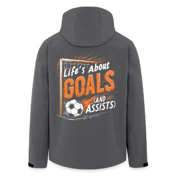 Fußball, Fußballer, Fussballspieler Junge - Recycelte Männer Softshell-Jacke von Stanley/Stella - Anthrazit - Hinten - AI Model Male 185 light (185cm)