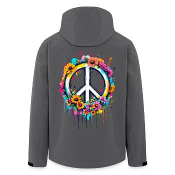 Friedenszeichen Love Peace Hippie 70er 60er Jahre - Recycelte Männer Softshell-Jacke von Stanley/Stella - Anthrazit - Hinten - AI Model Male 185 light (185cm)