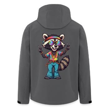 Hippie 70er Jahre 1970er 60er Jahre Party Waschbär - Recycelte Männer Softshell-Jacke von Stanley/Stella - Anthrazit - Hinten - AI Model Male 185 light (185cm)