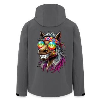 Hippie 70er Jahre 1970er 60er Jahre Party Pferd - Recycelte Männer Softshell-Jacke von Stanley/Stella - Anthrazit - Hinten - AI Model Male 185 light (185cm)