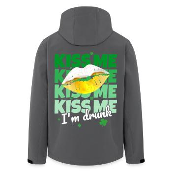 St. Patricks Day Kiss Me I m Drunk Spruch Lustig - Recycelte Männer Softshell-Jacke von Stanley/Stella - Anthrazit - Hinten - AI Model Male 185 light (185cm)