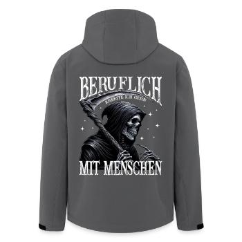 Beruflich Arbeite Ich Gern Mit Menschen Tod Sense - Recycelte Männer Softshell-Jacke von Stanley/Stella - Anthrazit - Hinten - AI Model Male 185 light (185cm)