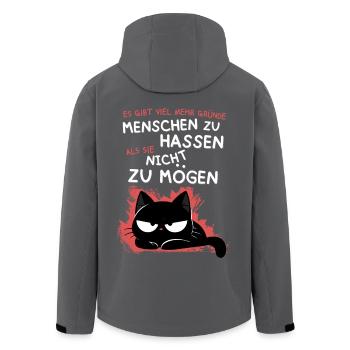 Schwarze Katze hasst Menschen – Zynisch & Lustig - Recycelte Männer Softshell-Jacke von Stanley/Stella - Anthrazit - Hinten - AI Model Male 185 light (185cm)
