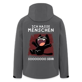 Lachende schwarze Katze – Wenn’s richtig wehtut - Recycelte Männer Softshell-Jacke von Stanley/Stella - Anthrazit - Hinten - AI Model Male 185 light (185cm)