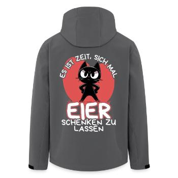 Zeit für Eier – Katze mit Haltung und Ansage - Recycelte Männer Softshell-Jacke von Stanley/Stella - Anthrazit - Hinten - AI Model Male 185 light (185cm)