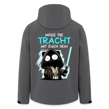 Möge die Tracht mit euch sein – Nerdkatze - Recycelte Männer Softshell-Jacke von Stanley/Stella - Anthrazit - Hinten - AI Model Male 185 light (185cm)