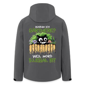 Gärtnern statt Mord – Schwarzer Humor mit Katze - Recycelte Männer Softshell-Jacke von Stanley/Stella - Anthrazit - Hinten - AI Model Male 185 light (185cm)