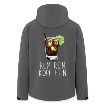 Rum rein Kopf fein - Saufspruch Longdrink und Lime - Recycelte Männer Softshell-Jacke von Stanley/Stella - Anthrazit - Hinten - AI Model Male 185 light (185cm)