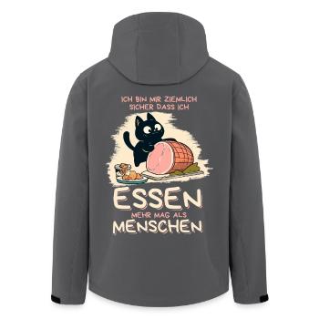 Lieber Essen als Menschen - Süße Schwarze Katze - Recycelte Männer Softshell-Jacke von Stanley/Stella - Anthrazit - Hinten - AI Model Male 185 light (185cm)