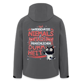 Niemals die Macht der Dummheit unterschätzen - Recycelte Männer Softshell-Jacke von Stanley/Stella - Anthrazit - Hinten - AI Model Male 185 light (185cm)