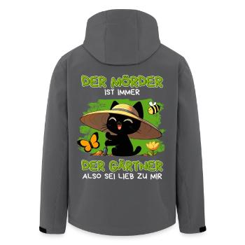 Der Gärtner ist der Mörder – schwarze Katze - Recycelte Männer Softshell-Jacke von Stanley/Stella - Anthrazit - Hinten - AI Model Male 185 light (185cm)