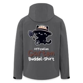 Offizielles Garten Buddel-Shirt mit Katze - Recycelte Männer Softshell-Jacke von Stanley/Stella - Anthrazit - Hinten - AI Model Male 185 light (185cm)