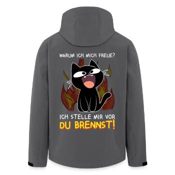 Ich stelle mir vor du brennst - Schwarze Katze - Recycelte Männer Softshell-Jacke von Stanley/Stella - Anthrazit - Hinten - AI Model Male 185 light (185cm)