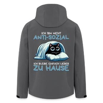 Ich bin nicht anti-sozial – nur gerne zu Hause - Recycelte Männer Softshell-Jacke von Stanley/Stella - Anthrazit - Hinten - AI Model Male 185 light (185cm)