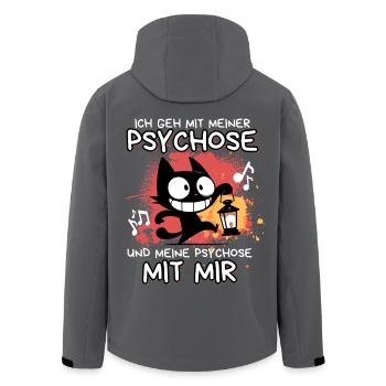 Psychose mit mir – Schwarze Katze mit Wahnsinn - Recycelte Männer Softshell-Jacke von Stanley/Stella - Anthrazit - Hinten - AI Model Male 185 light (185cm)