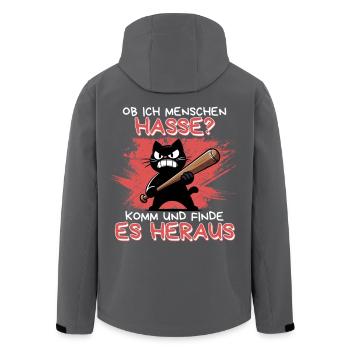 Hasse? Es heraus – Schwarzer Humor Katze - Recycelte Männer Softshell-Jacke von Stanley/Stella - Anthrazit - Hinten - AI Model Male 185 light (185cm)