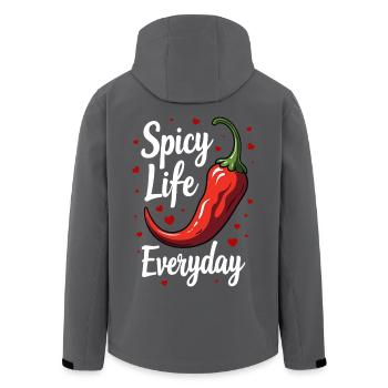 Spicy Life – Chili Vibes für jeden Tag - Recycelte Männer Softshell-Jacke von Stanley/Stella - Anthrazit - Hinten - AI Model Male 185 light (185cm)