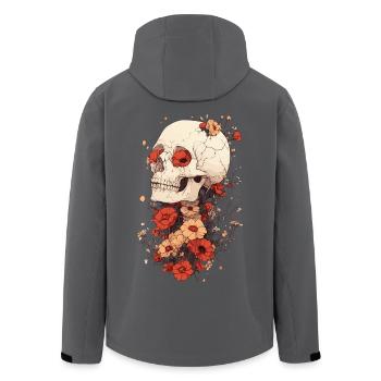 Schädel mit Mohnblumen und Rissen - Recycelte Männer Softshell-Jacke von Stanley/Stella - Anthrazit - Hinten - AI Model Male 185 light (185cm)