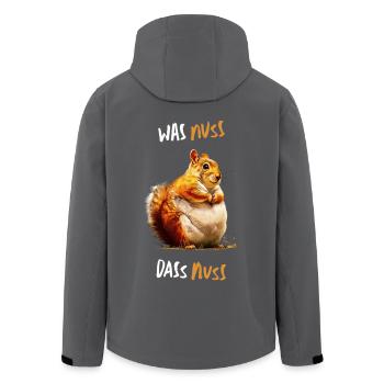 Was Nuss, das Nuss - Lustiger Eichhörnchen Spruch - Recycelte Männer Softshell-Jacke von Stanley/Stella - Anthrazit - Hinten - AI Model Male 185 light (185cm)