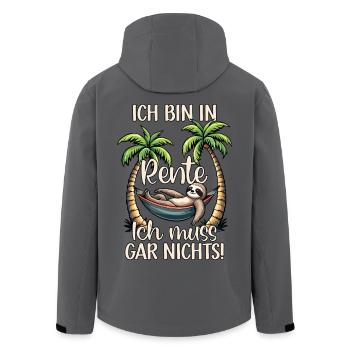 ich bin in Rente ich muss gar nix Rente Ruhestand - Recycelte Männer Softshell-Jacke von Stanley/Stella - Anthrazit - Hinten - AI Model Male 185 light (185cm)