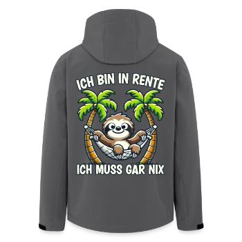 ich bin in Rente ich muss gar nix Rente Ruhestand - Recycelte Männer Softshell-Jacke von Stanley/Stella - Anthrazit - Hinten - AI Model Male 185 light (185cm)