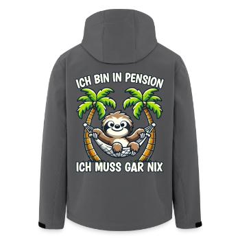 Pension Pensionierung Mann Frau Ich bin in Pension - Recycelte Männer Softshell-Jacke von Stanley/Stella - Anthrazit - Hinten - AI Model Male 185 light (185cm)