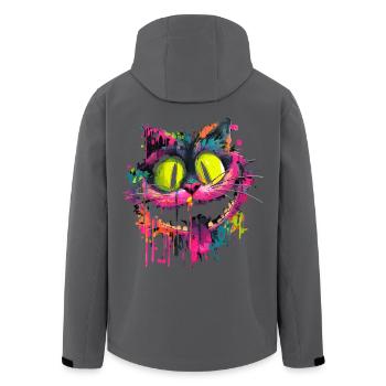 Bunte Psychedelische Grinsekatze Street Art Style - Recycelte Männer Softshell-Jacke von Stanley/Stella - Anthrazit - Hinten - AI Model Male 185 light (185cm)