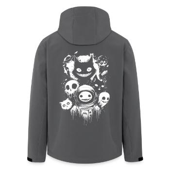 Creepy Space Horror – Astronaut & Grinsekatzen - Recycelte Männer Softshell-Jacke von Stanley/Stella - Anthrazit - Hinten - AI Model Male 185 light (185cm)