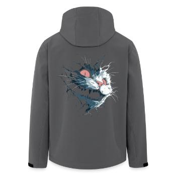Zerrissene Grinsekatze – düsterer Albtraumblick - Recycelte Männer Softshell-Jacke von Stanley/Stella - Anthrazit - Hinten - AI Model Male 185 light (185cm)