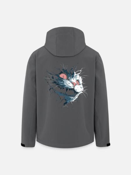 Zerrissene Grinsekatze – düsterer Albtraumblick - Recycelte Männer Softshell-Jacke von Stanley/Stella - Anthrazit